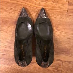 Gianvito Rossi Metallic Suede Cap Toe Pumps Green